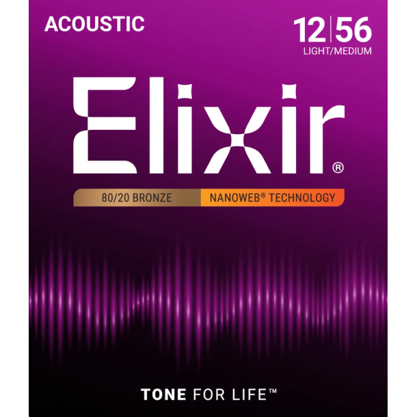 Elixir Nanoweb Acoustic Bronze 11077 Medium Light 12-56